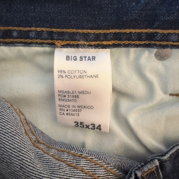 NWT Big Star Men’s B-Type III Easy Denim Jeans Size 35x34 Straight Leg Blue - Picture 6 of 10